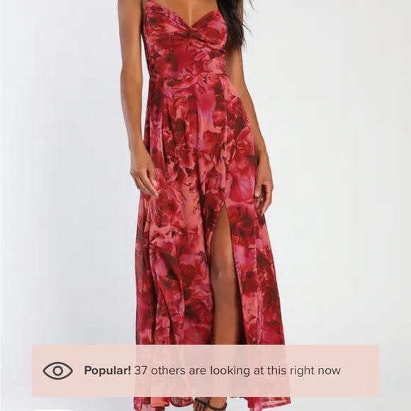 Lulu’s Floral burgundy Maxi Dress - Picture 4 of 4